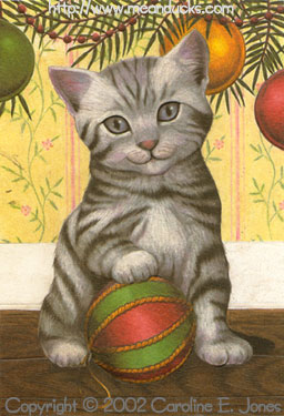 Furry Fellows Gray Tabby Kitten with Ornament